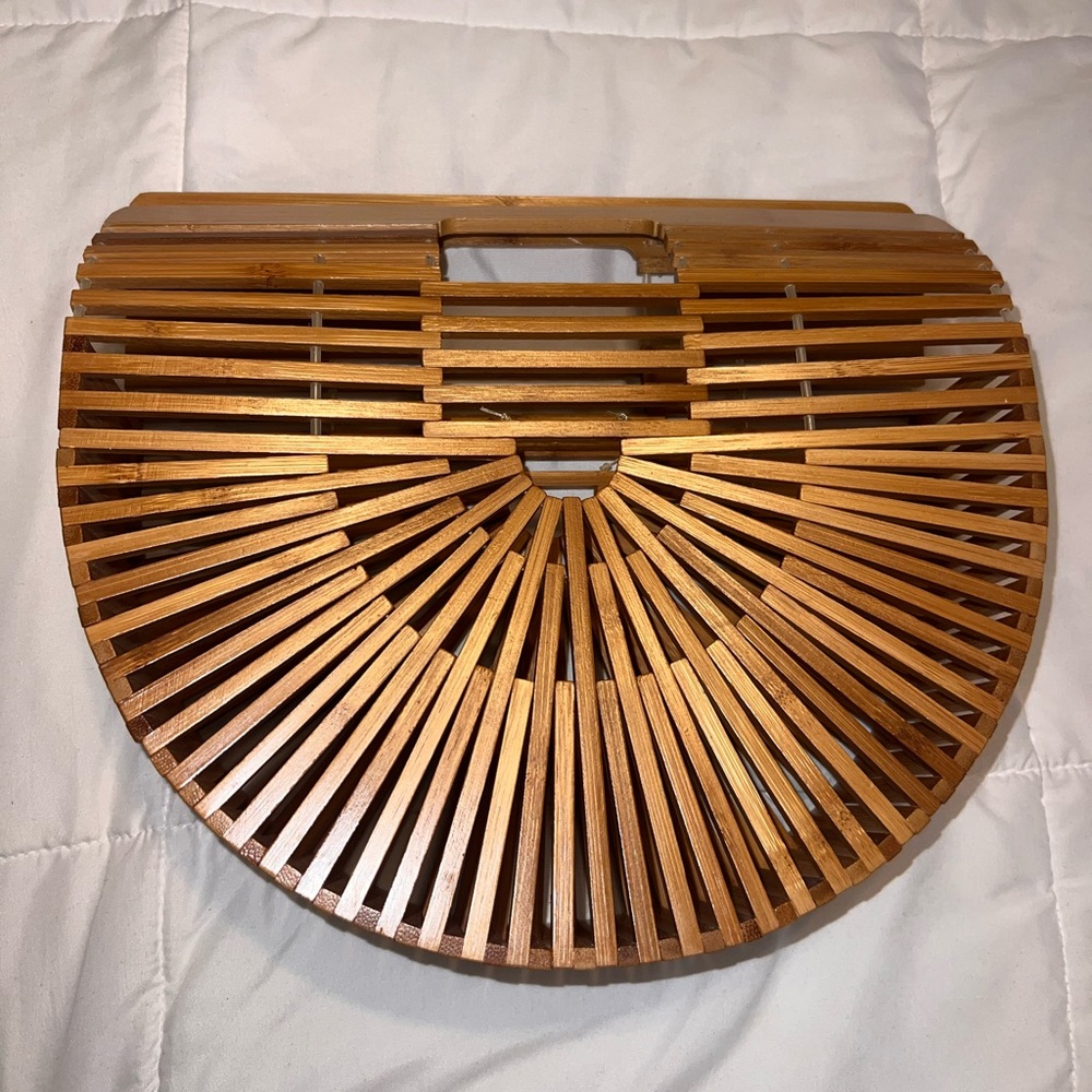 Beautiful wooden semicircle handbag